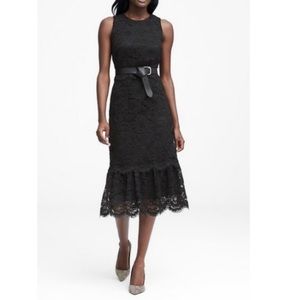 NWT Banana Republic Lace Midi Dress black Size 4 $158 Retail